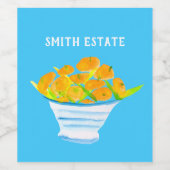 オレンジクムカッツ水色フルーツ ワインラベル (シングルラベル)