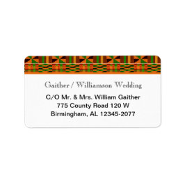 オレンジクラシック色のKente RSVPリターンラベル ラベル