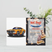 オレンジクラシック マッスルカー - 背景色を選択 招待状 (スタンド正面)