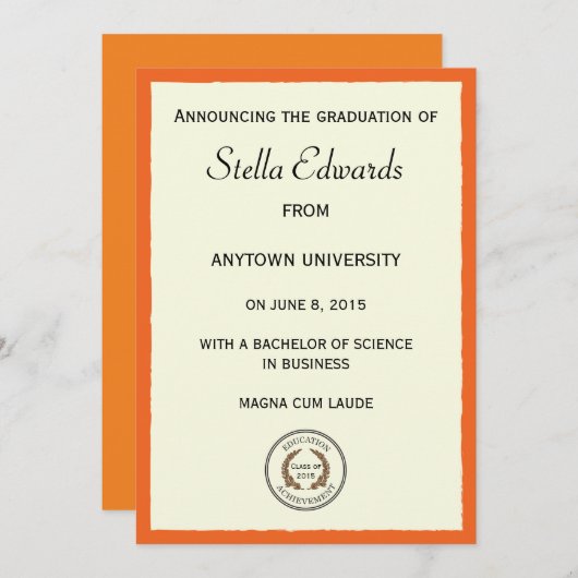オレンジクラシック 卒業発表 案内状 (正面/裏面)