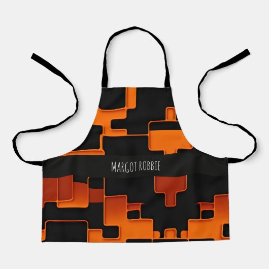 オレンジクリエイティブ迷路の正方形抽象芸術パターン エプロン (正面)