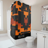 オレンジクリエイティブ迷路の正方形抽象芸術パターン シャワーカーテン (インサイチュ)