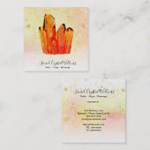 ~オレンジクリスタルクラスターパステルレインボースターズ スクエア名刺 (正面/裏面)