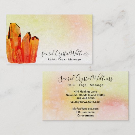 〜オレンジクリスタルクラスターパステルレインボー 名刺 (正面/裏面)