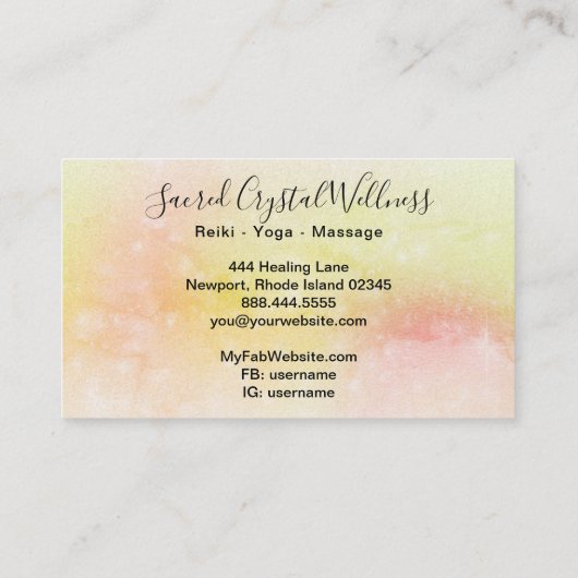 〜オレンジクリスタルクラスターパステルレインボー 名刺 (裏面)