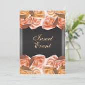 オレンジクリームブラッ結婚クのバラエレガント 招待状 (スタンド正面)