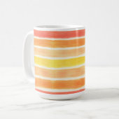 オレンジクリーム鎌ストライプ コーヒーマグカップ (正面左)