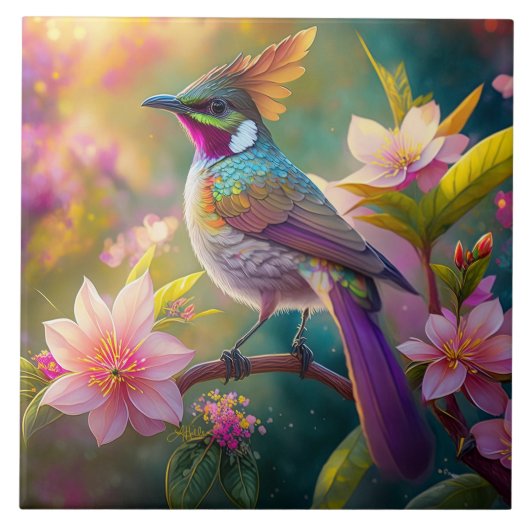 オレンジクレステッドレインボージェイファンタジーバード タイル (正面)