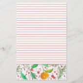 オレンジクレメンチンクランベリー赤い裏付き果実 便箋 (正面)