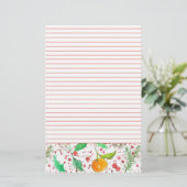 オレンジクレメンチンクランベリー赤い裏付き果実 便箋 (スタンド正面)