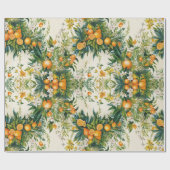 オレンジクレメンチンリースフローラ葉 ラッピングペーパー (フラット)