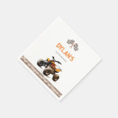 オレンジクワッドバイク誕生日招待状 スタンダードカクテルナプキン (角)