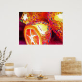 オレンジクンカッツまだ生きているフルーツ水カラーアート ポスター (キッチン)