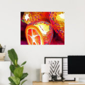 オレンジクンカッツまだ生きているフルーツ水カラーアート ポスター (ホームオフィス)