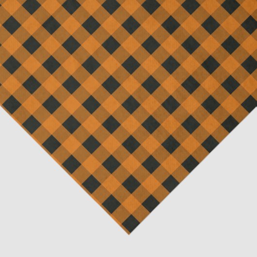 オレンジクールと黒のギンガムのチェック模様 薄葉紙 (詳細)