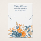 オレンジクール秋ブルーフローラ水彩イヤリング (正面)