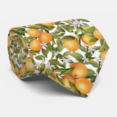 オレンジクール色の果実とオレンジ色の花 ネクタイ (ロール)
