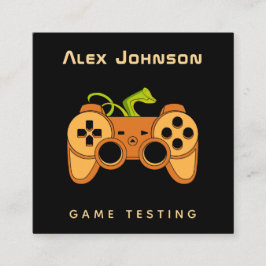 オレンジクール色ジョイスティックジョイパドゲーマーゲームテスターおもしろい スクエア名刺