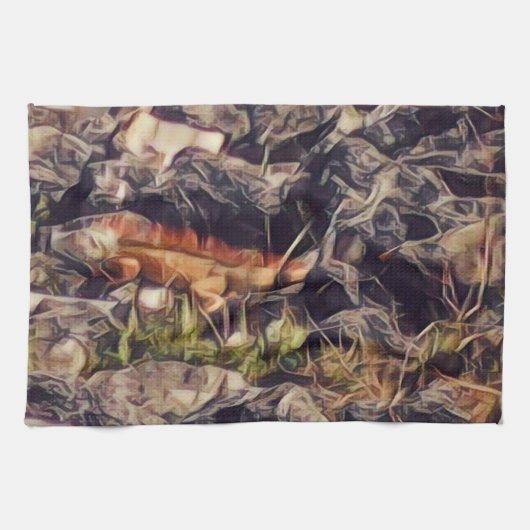 オレンジグアナアート キッチンタオル (横)