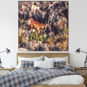 オレンジグアナアート キャンバスプリント (インサイチュ (寝室))