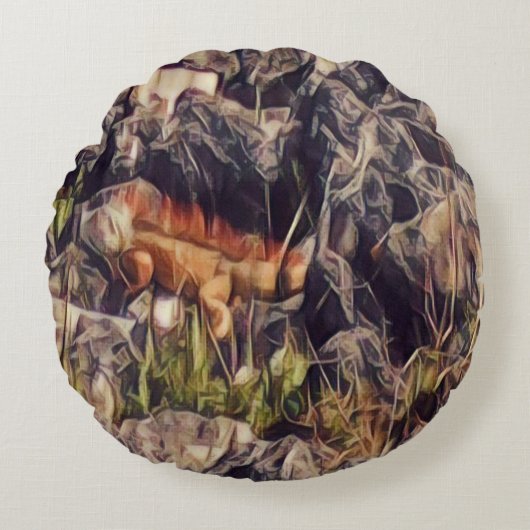 オレンジグアナアート ラウンドクッション (正面)