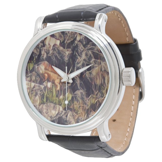 オレンジグアナアート 腕時計 (アングル)