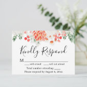 オレンジグモダンリーンワイルドフラワーズフローラRSVPカード サンキューカード (スタンド正面)