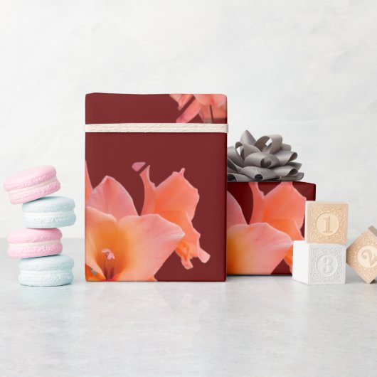 オレンジグラジオラスフローラ ラッピングペーパー (ベビーシャワー)