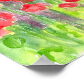 オレンジグラジオラス赤ポピー花水彩 ポスター (角)