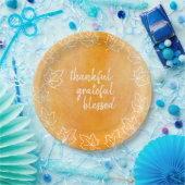 オレンジグラデーションな水彩画によって賛美される感謝祭 ペーパープレート (パーティー)