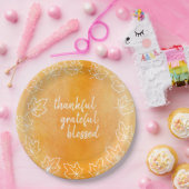 オレンジグラデーションな水彩画によって賛美される感謝祭 ペーパープレート (パーティー)