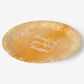 オレンジグラデーションな水彩画によって賛美される感謝祭 ペーパープレート (アングル)