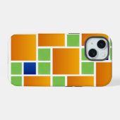 オレンジグラデーションの四角形 iPhone 15ケース (裏面横)