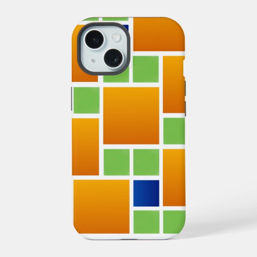オレンジグラデーションの四角形 iPhone 15ケース (裏面)