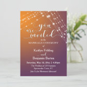 オレンジグラデーション色のプラムと軽結婚い糸 招待状 (スタンド正面)