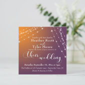 オレンジグラデーション色のプラム結婚とライトストリングス2b 招待状 (スタンド正面)