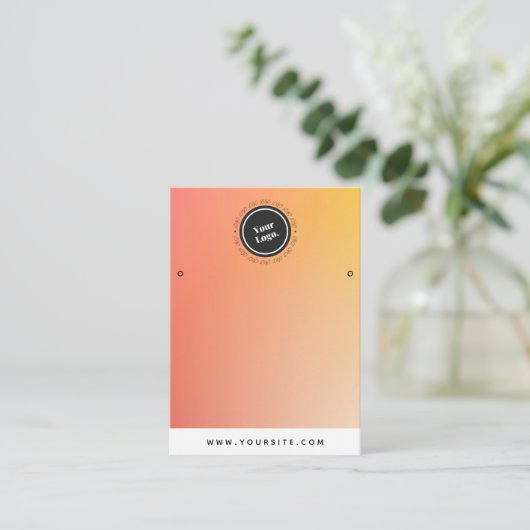 オレンジグラデーション色グラデカスタムーションのロゴイヤリングディスプレイ 名刺 (スタンド正面)