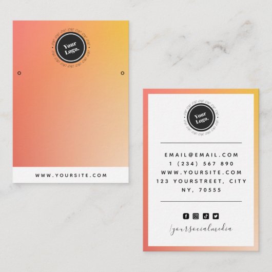 オレンジグラデーション色グラデカスタムーションのロゴイヤリングディスプレイ 名刺 (正面/裏面)