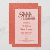 オレンジグリッターサプライズ誕生日 招待状 (正面/裏面)