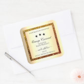 オレンジグリッタースパークル製品ラベル金ゴールド効果 スクエアシール (封筒)