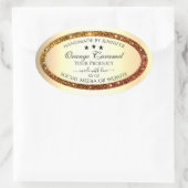 オレンジグリッタースパークル製品ラベル金ゴールド効果 楕円形シール (バッグ)