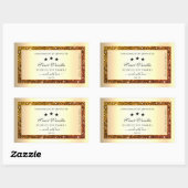 オレンジグリッタースパークル製品ラベル金ゴールド効果 長方形シール (シート)