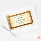 オレンジグリッタースパークル製品ラベル金ゴールド効果 長方形シール (封筒)