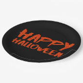 オレンジグリッターマーカーハッピーハローウィン ペーパープレート (アングル)