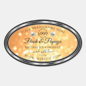 オレンジグリッター製品ラベルスパークルダイヤモンドロゴ 楕円形シール (正面)