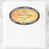 オレンジグリッター製品ラベルスパークルダイヤモンドロゴ 楕円形シール (バッグ)