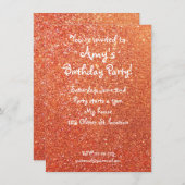 オレンジグリッター誕生日の招待 招待状 (正面/裏面)