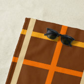 オレンジグリーンとブラウンの秋の格子模様 ビーチタオル (インサイチュ)