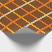 オレンジグリーンとブラウンの秋の格子模様 ラッピングペーパー (角)