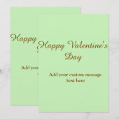 オレンジグリーンの茶色のハッピーバレンタインデーのシンプル 招待状 (正面/裏面)